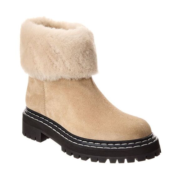 Proenza Schouler Suede & Shearling Boot, Beige
